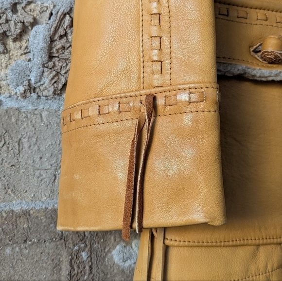 VTG 70s Pioneer Wear Western Cowboy Leather Winter Jacket Shearling Lined - Picture 4 of 12